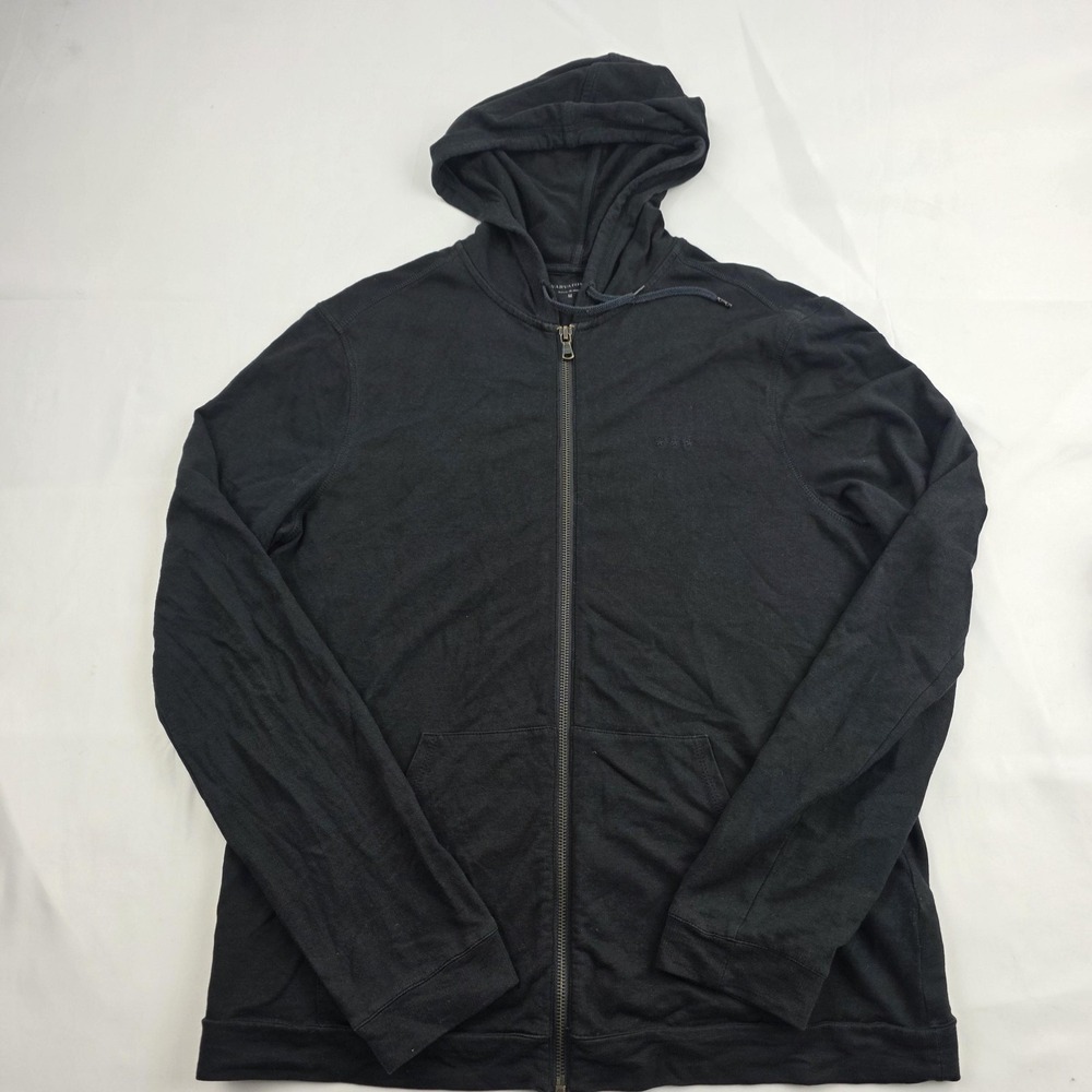John Varvatos Hoodie Mens Medium Gray Full Zip Lightweight Jersey Logo Stars